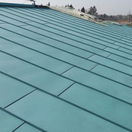 Copertura in doppia aggraffatura tecu patina