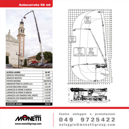 Noleggio piattaforme aeree - Autocarrata 56 mt